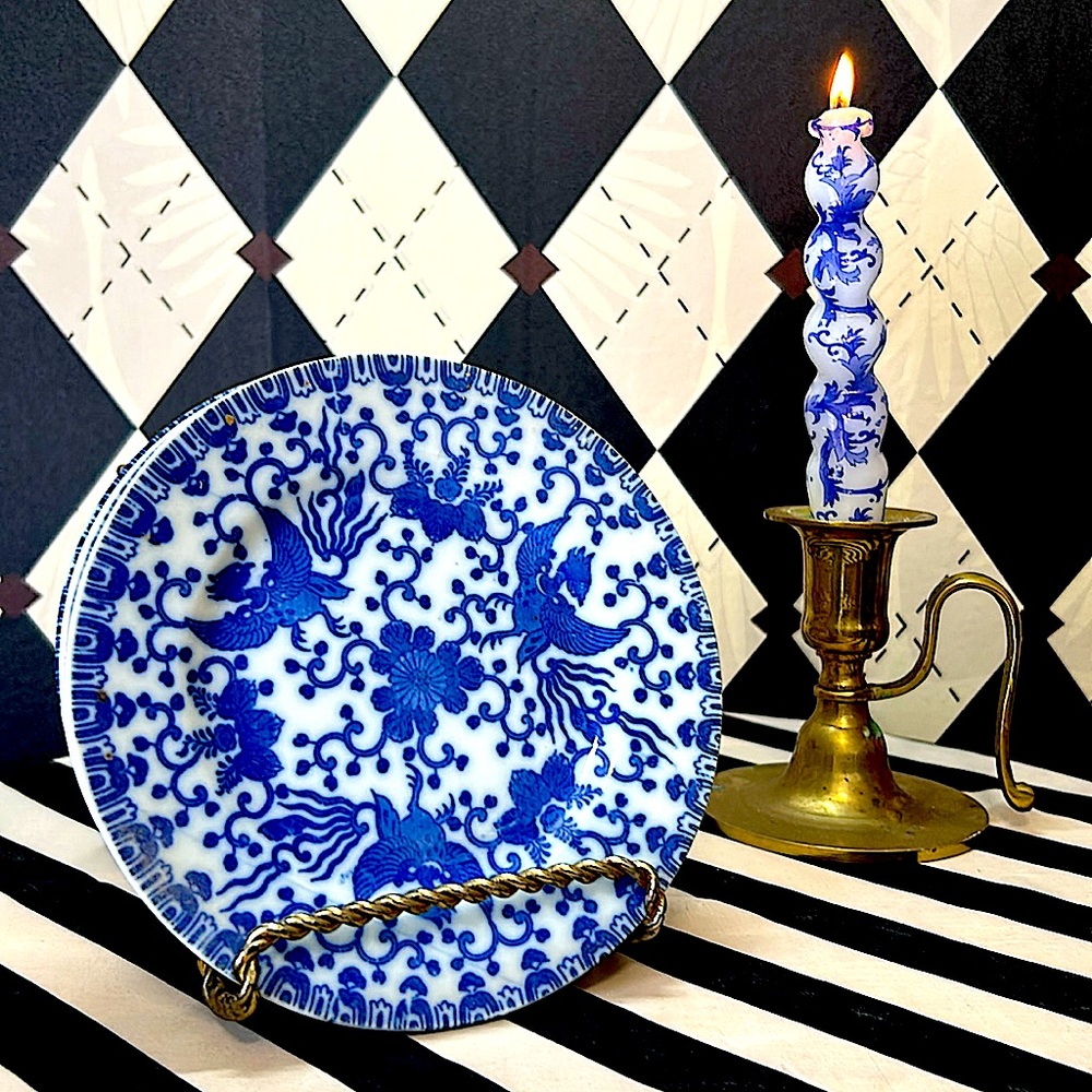 Vintage Noritake Japan Phoenix Saucer Plates Blue & White Porcelain| Set/4| 6” - Picture 6 of 6